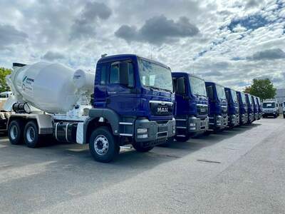 Concrete mixers ready for to work in the Caribbean